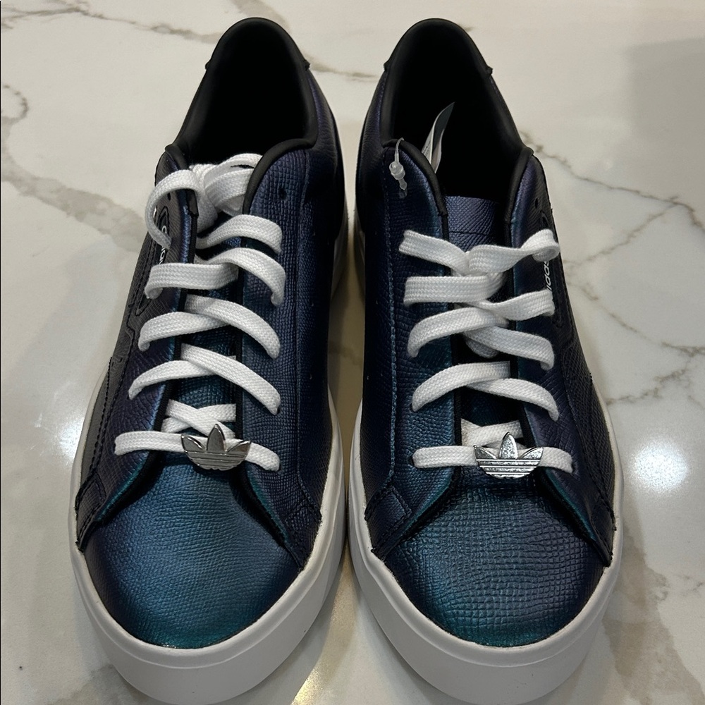 Adidas Sleek  Blue Sneakers with White Laces